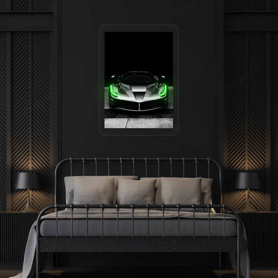 LaFerrari Hypercar Headlight Neon Artwork | Green