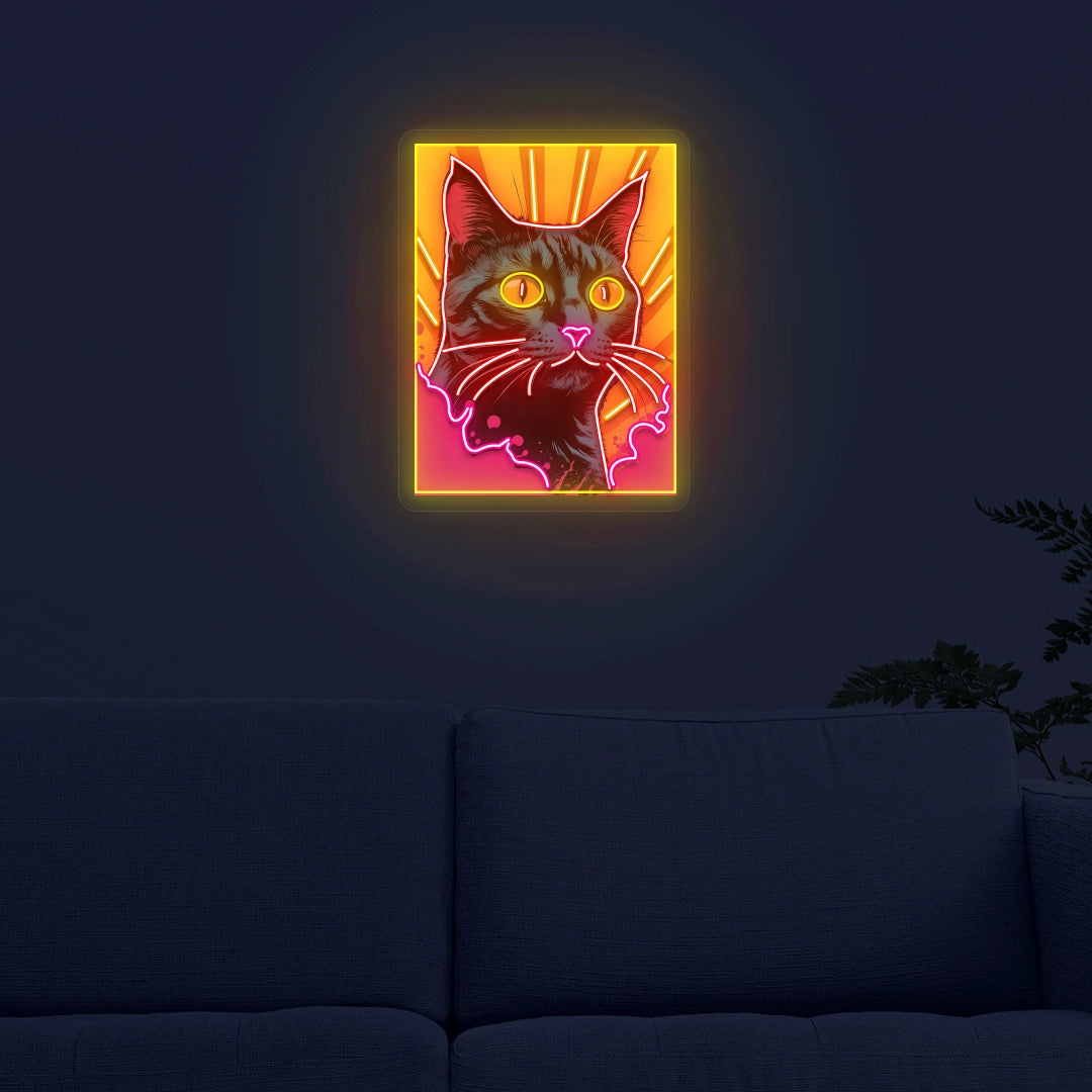 Cat Artwork Neon Sign | Red
