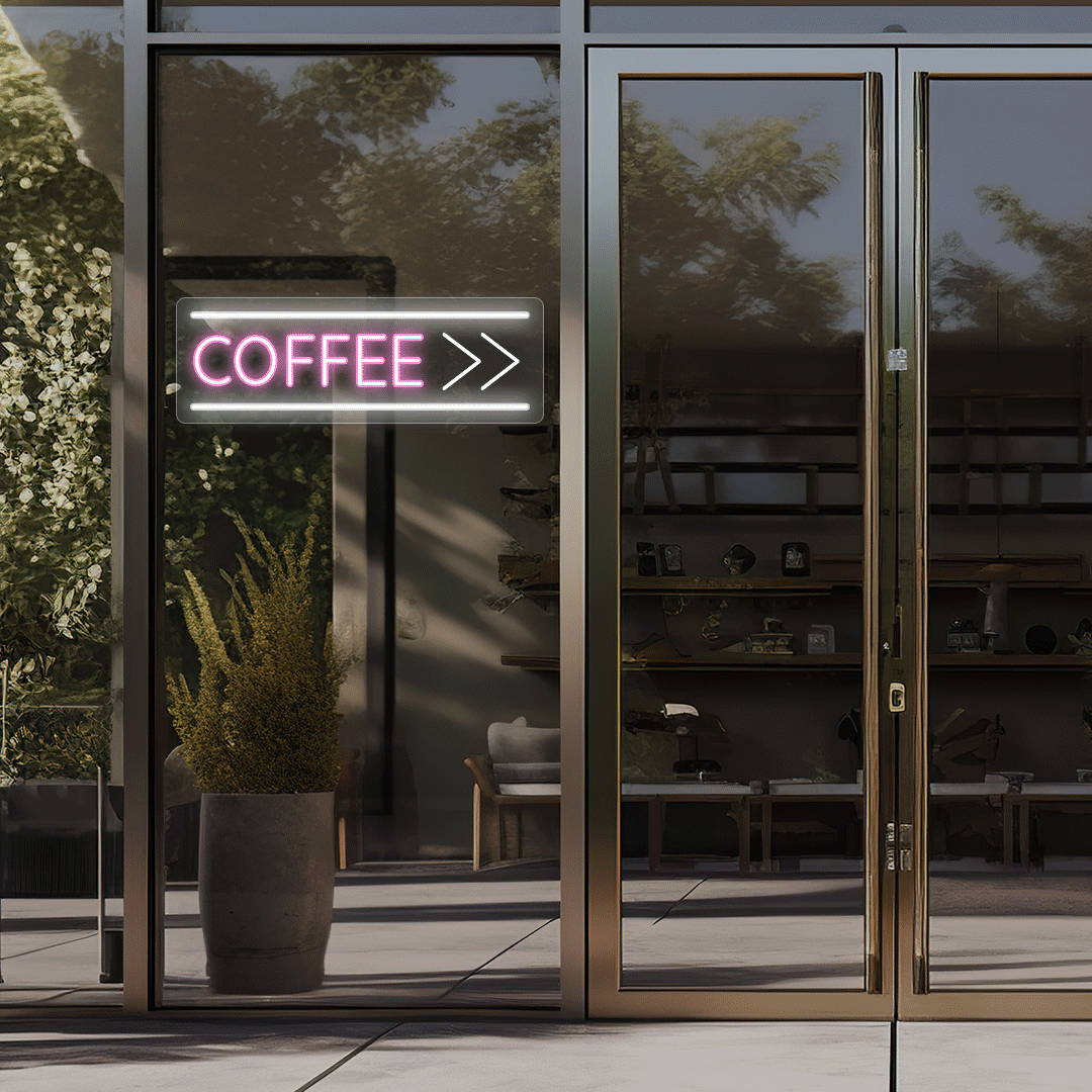 Coffee With Arrow Animated Neon Sign | pink
