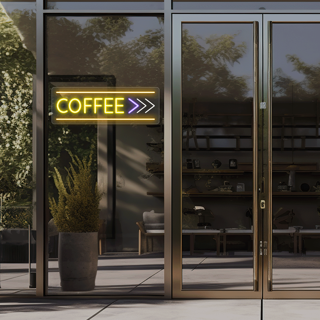 Coffee With Arrow Animated Neon Sign