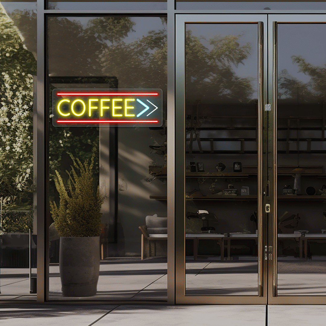 Coffee With Arrow Animated Neon Sign | Red