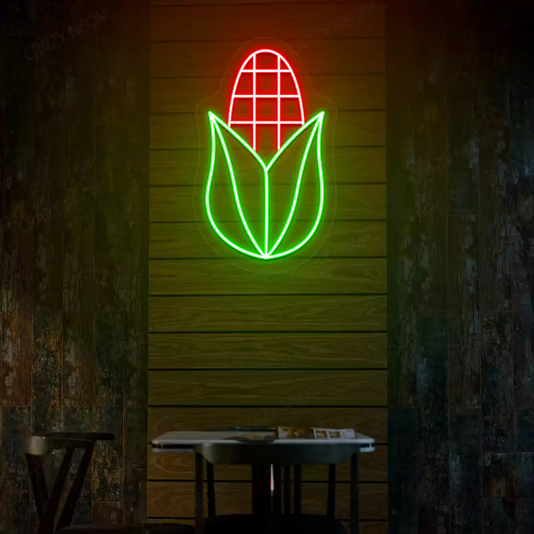 Harvest corn neon sign in green and red