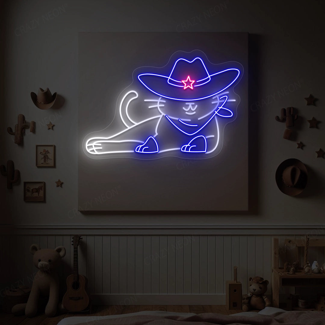 Cowboy Kitty Neon Sign | Blue