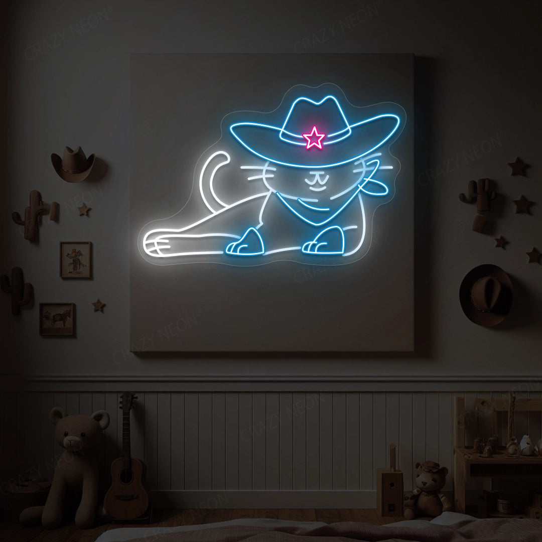 Cowboy Kitty Neon Sign | Iceblue
