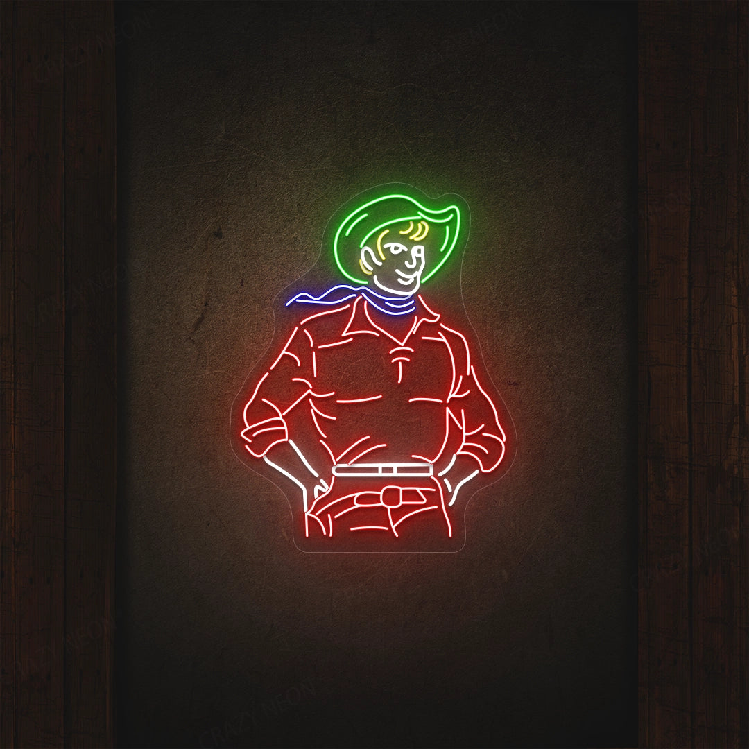 Outlaw Icon Cowboy Neon Sign | Red