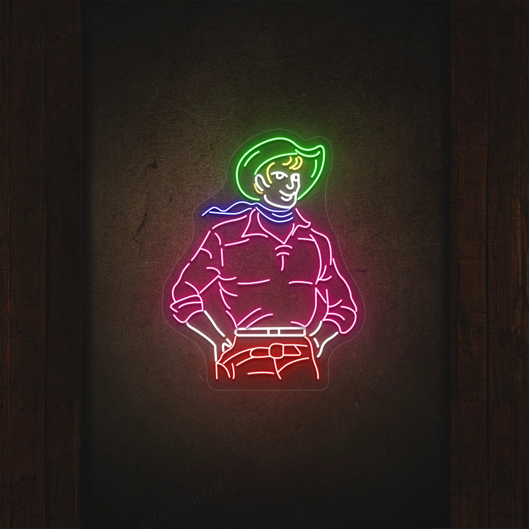 Outlaw Icon Cowboy Neon Sign | Pink