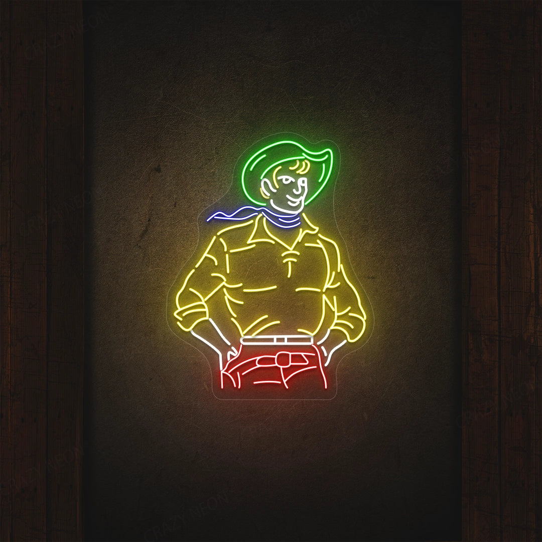 Outlaw Icon Cowboy Neon Sign | Yellow