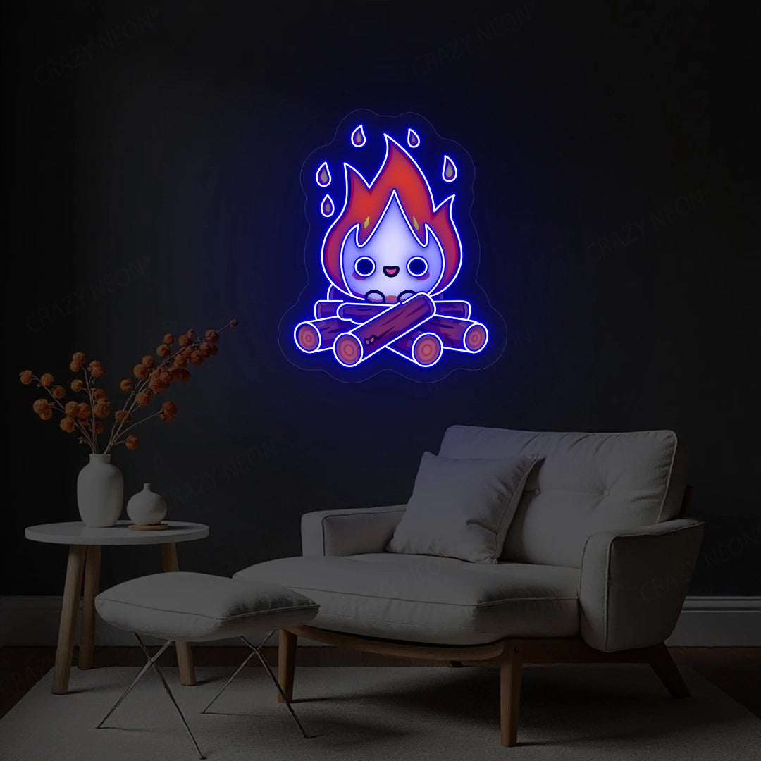 Campfire Artwork Neon Sign | Blue