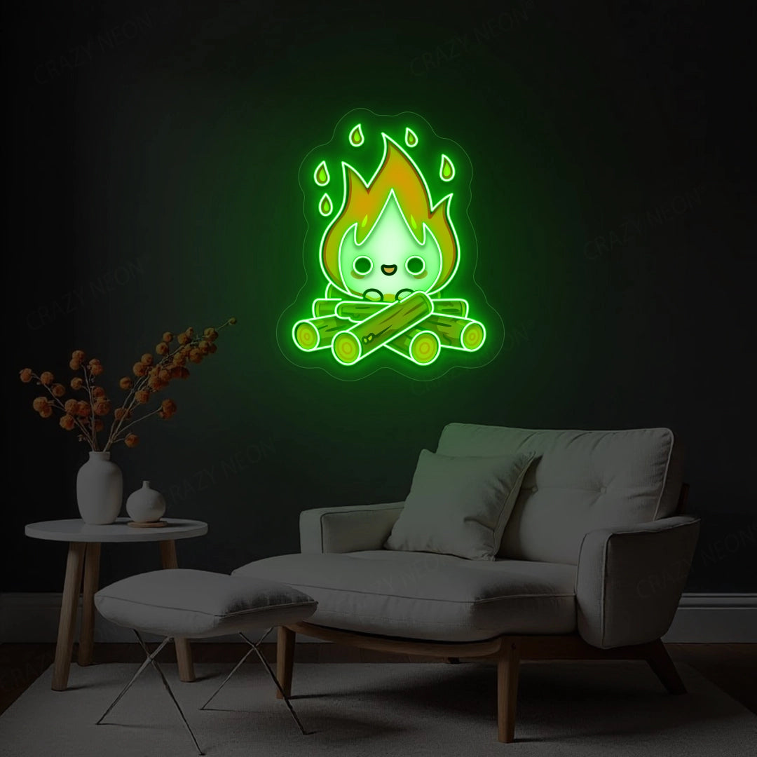 Campfire Artwork Neon Sign | Green