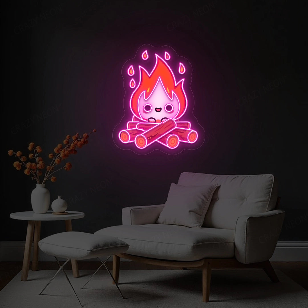 Campfire Artwork Neon Sign | Pink