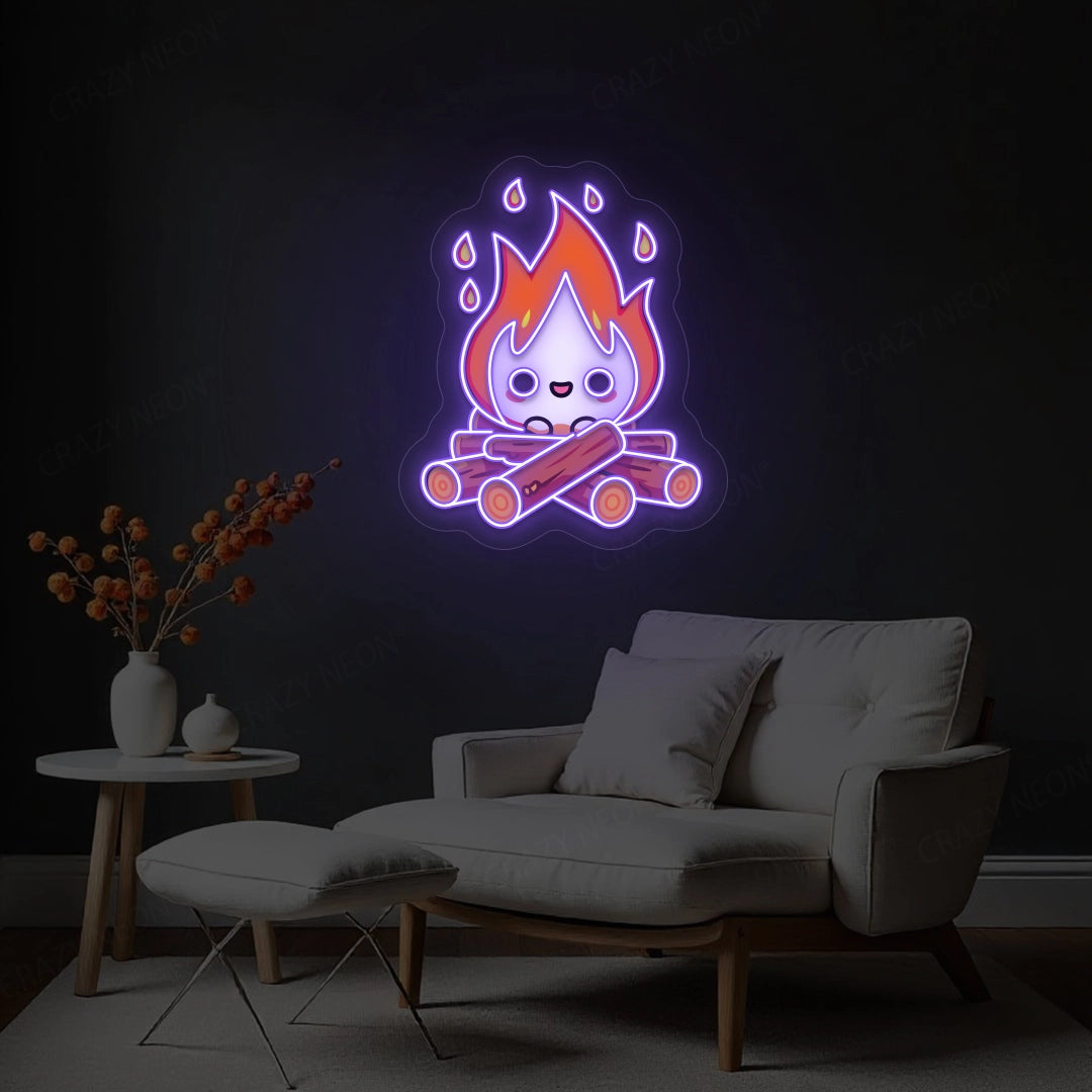 Campfire Artwork Neon Sign | Purple