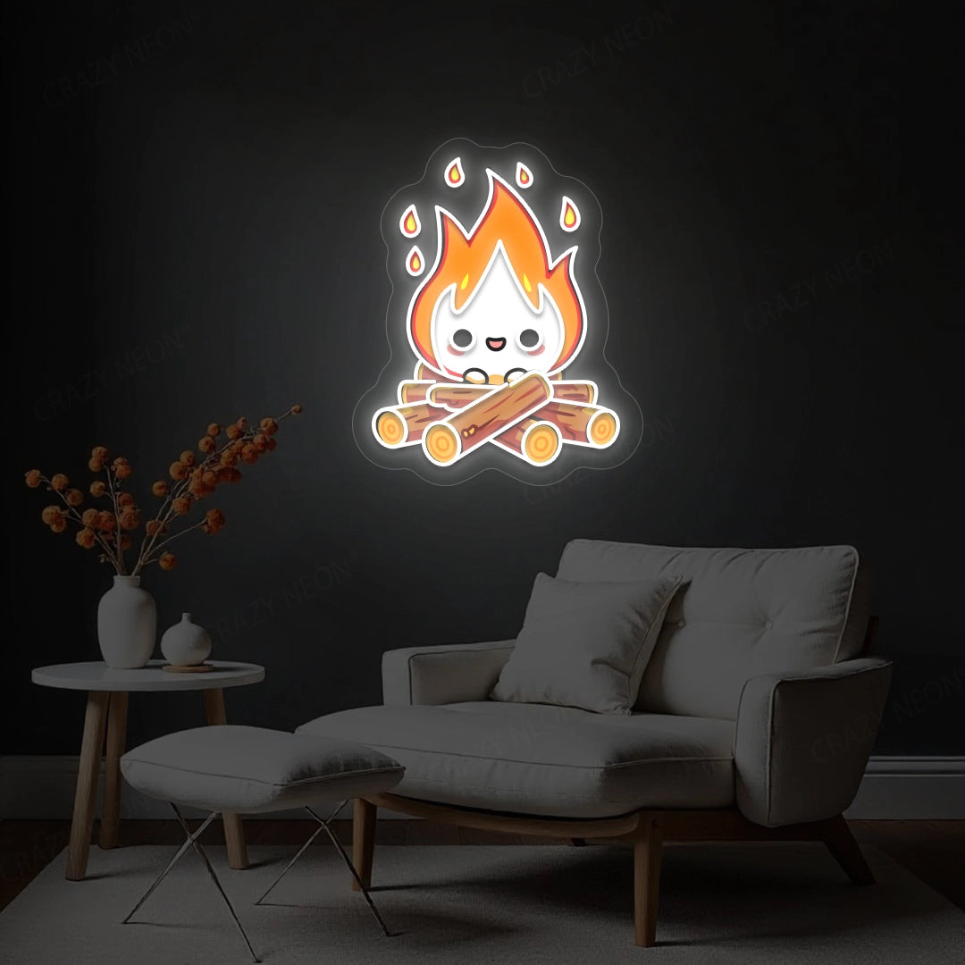Campfire Artwork Neon Sign | White