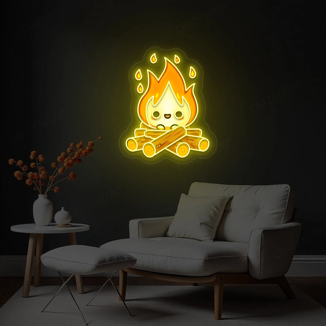 Campfire Artwork Neon Sign | Yellow