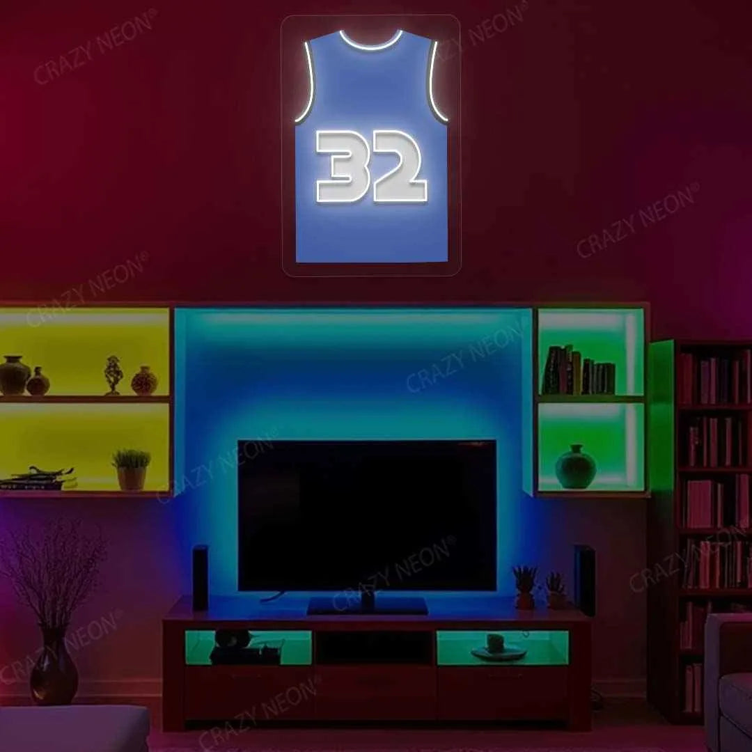 Dallas Flagg 32 Jersey Basketball Neon Artwork