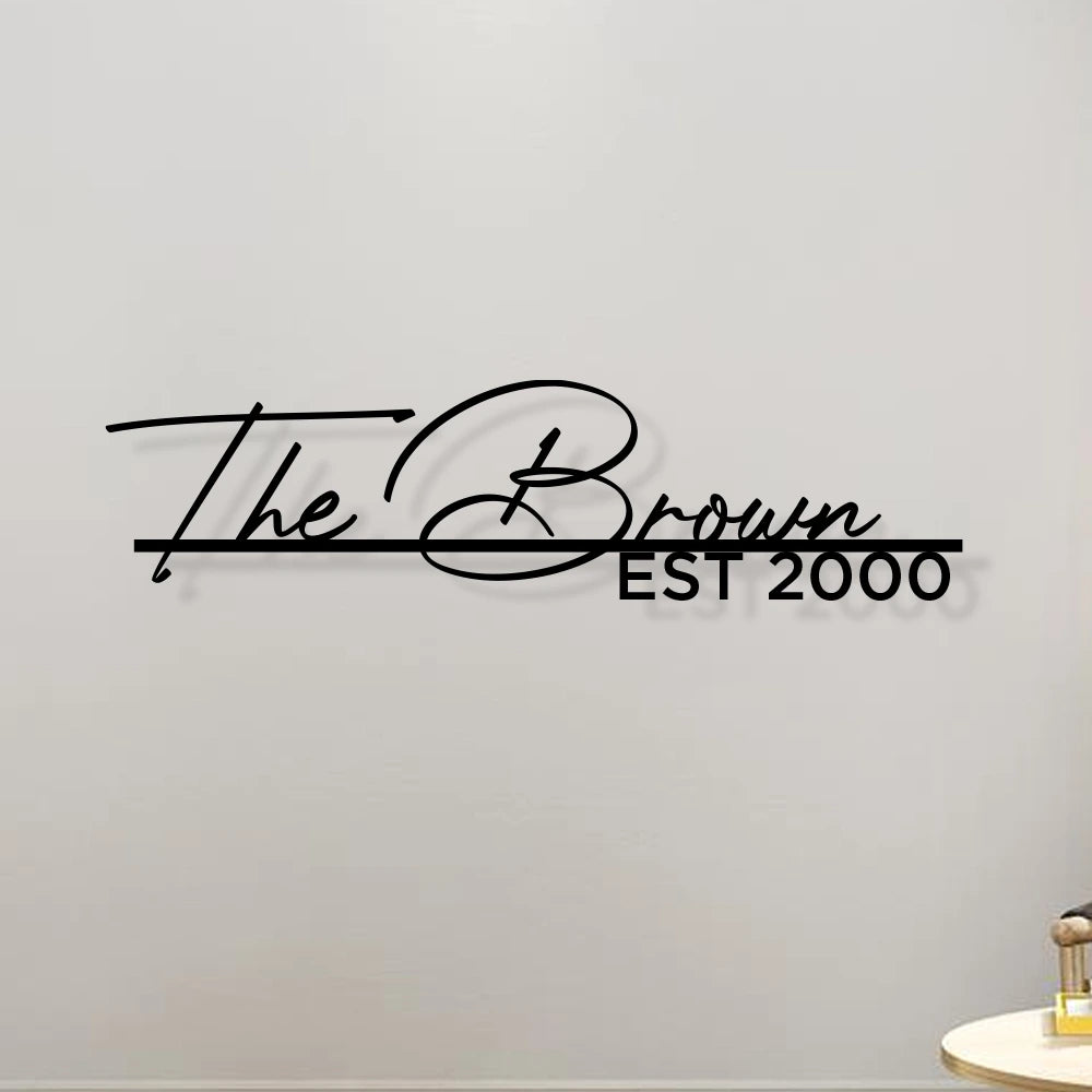 Metal Name Plate in Black colour mounted on wall