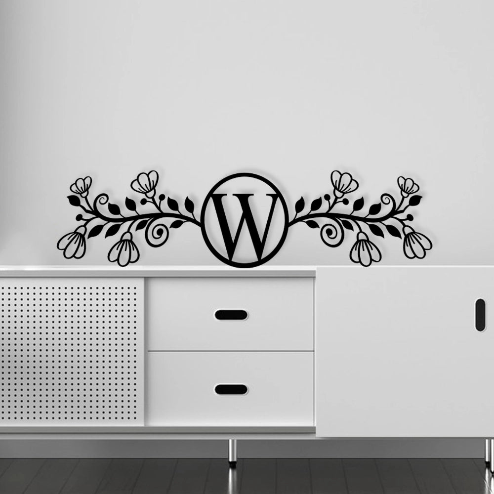 Personalized Metal Frame Monogram in black colour placed on a Chester