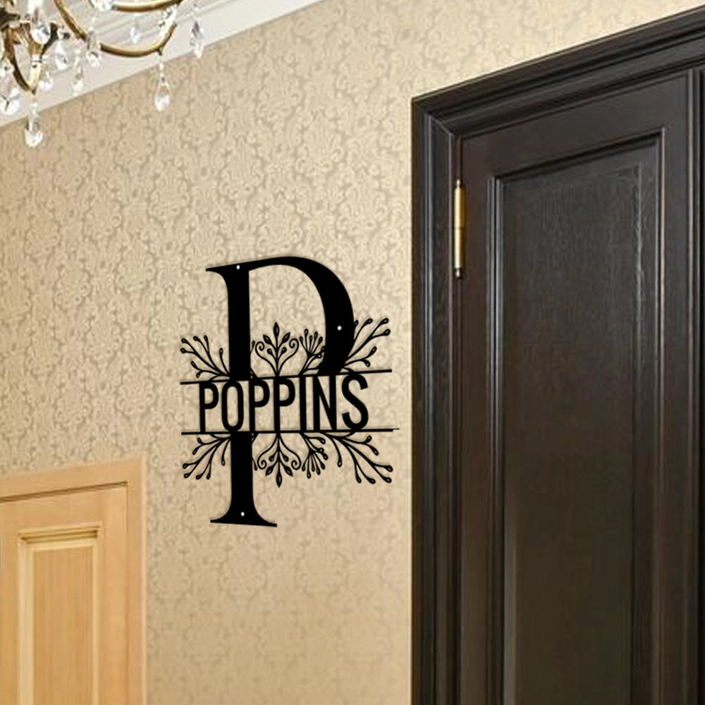 Custom Metal Name Sign in Black colour mounted on wall