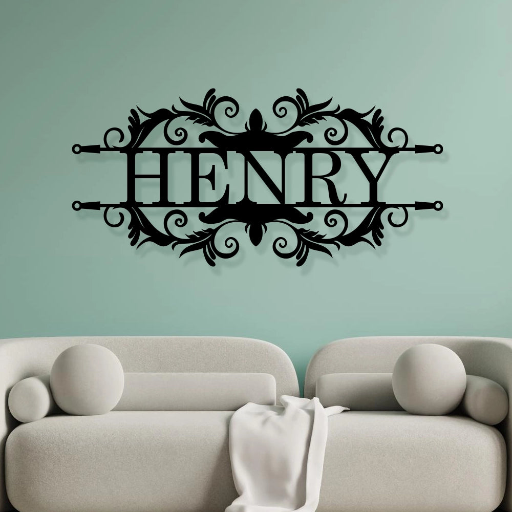 Custom Metal Name Plates in Black colour mounted on wall