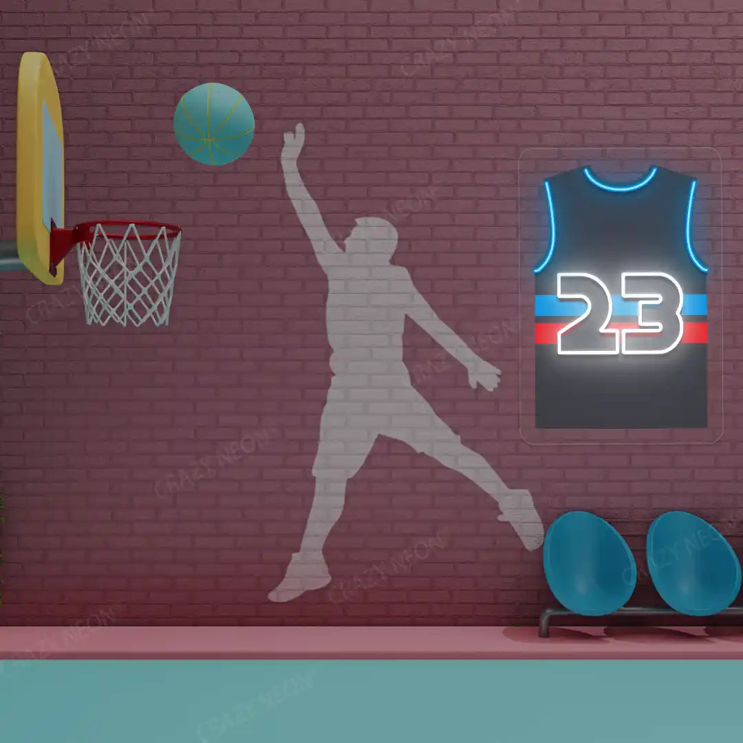 Detroit Ivey 23 Jersey Basketball Neon Artwork