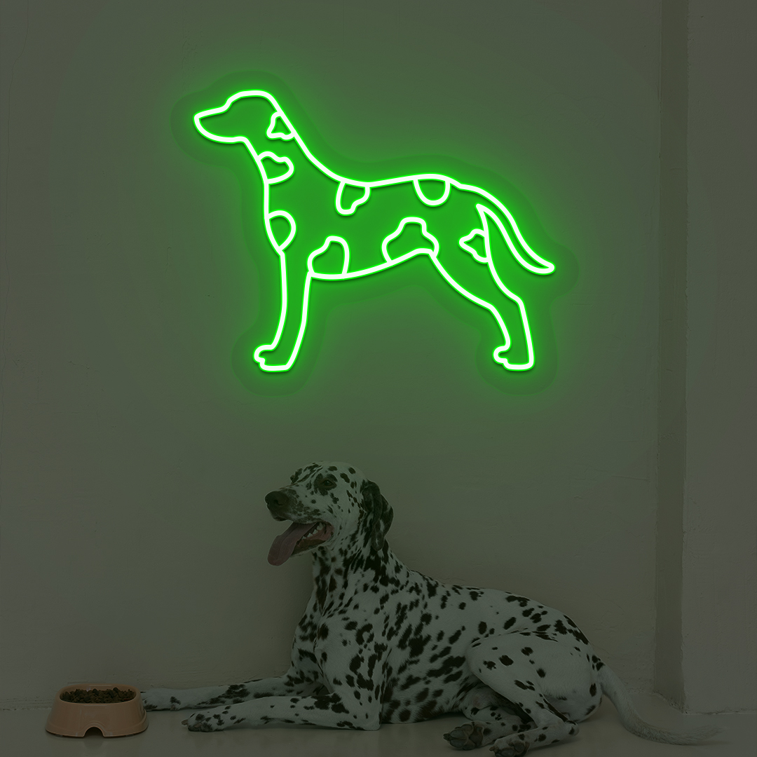Dalmatian Dog Neon Sign | Green