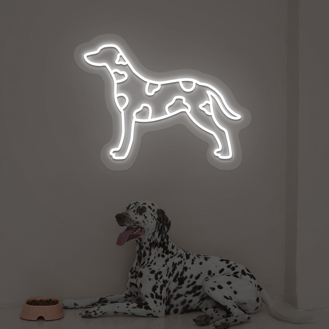 Dalmatian Dog Neon Sign | White
