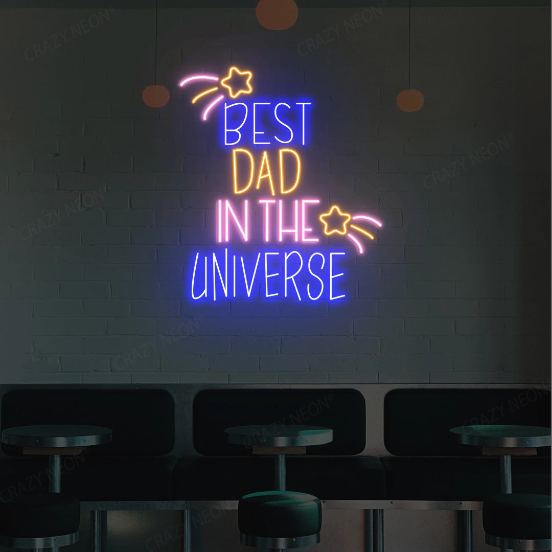 Best Dad In The Universe Neon Sign | Pink
