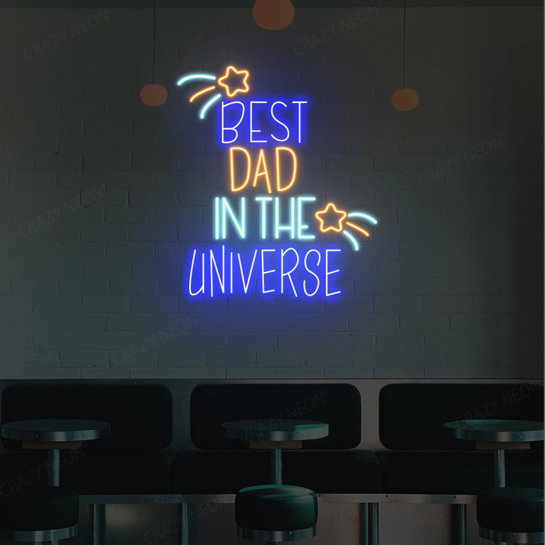 Best Dad In The Universe Neon Sign | Ice Blue