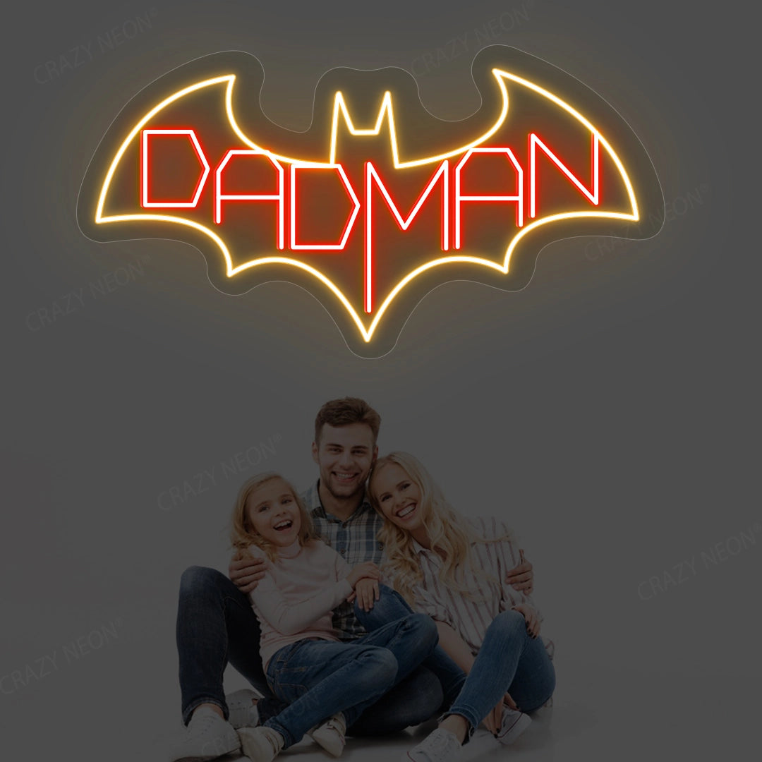 DadMan Neon Sign - Batman-Inspired LED Light | Red