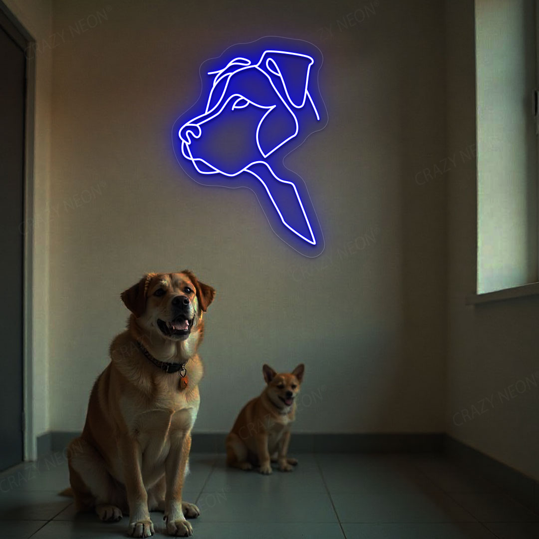 Dog Face Neon Sign | Blue