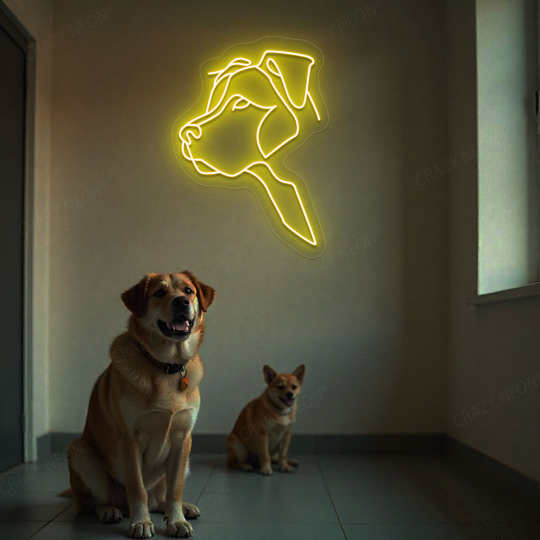 Dog Face Neon Sign | Yellow