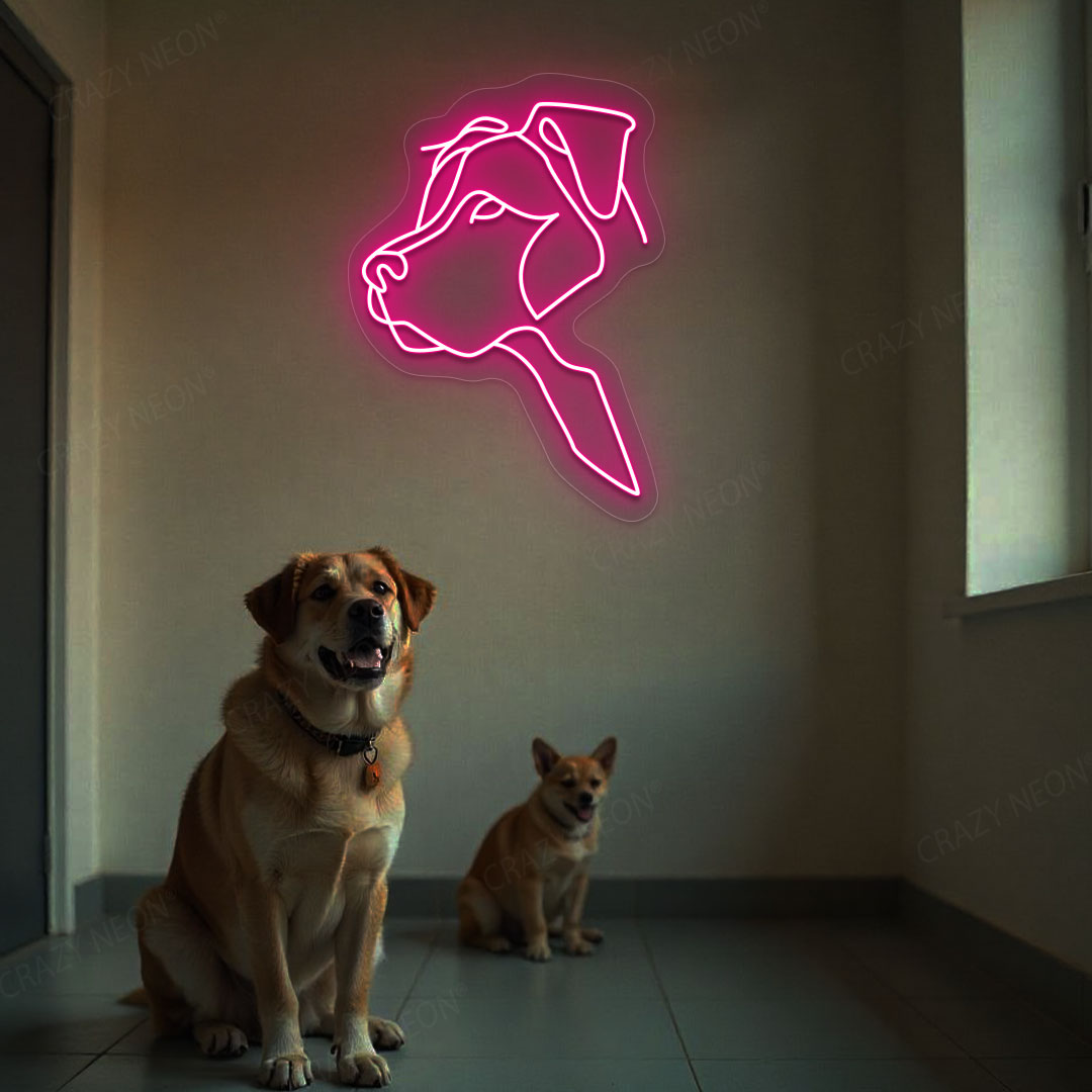 Dog Face Neon Sign | Pink