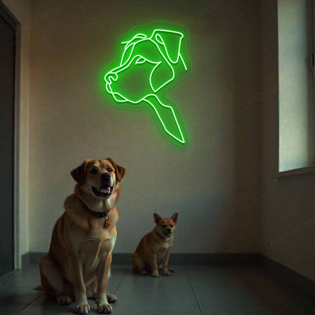 Dog Face Neon Sign | Green