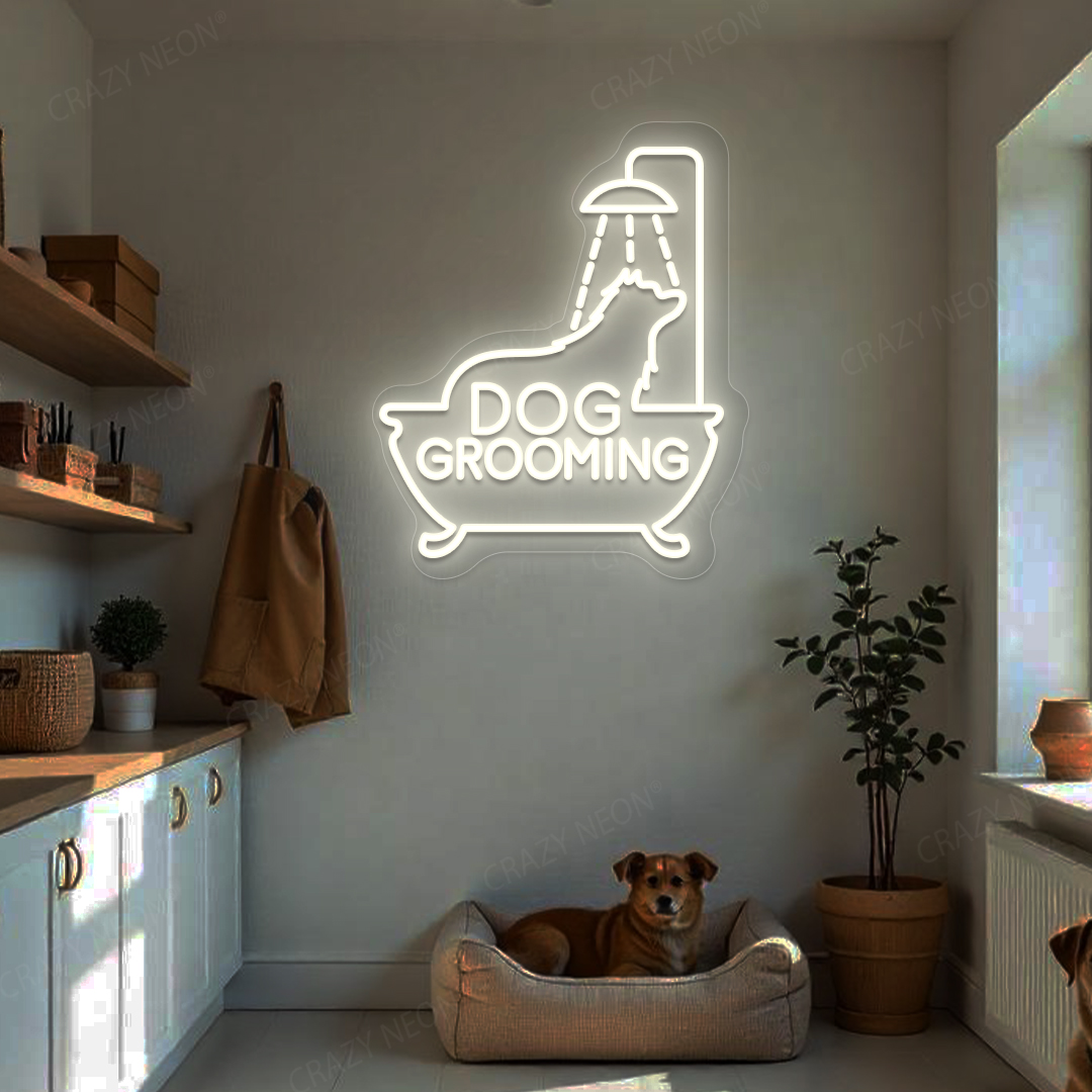 Dog Grooming Neon Sign | Warmwhite