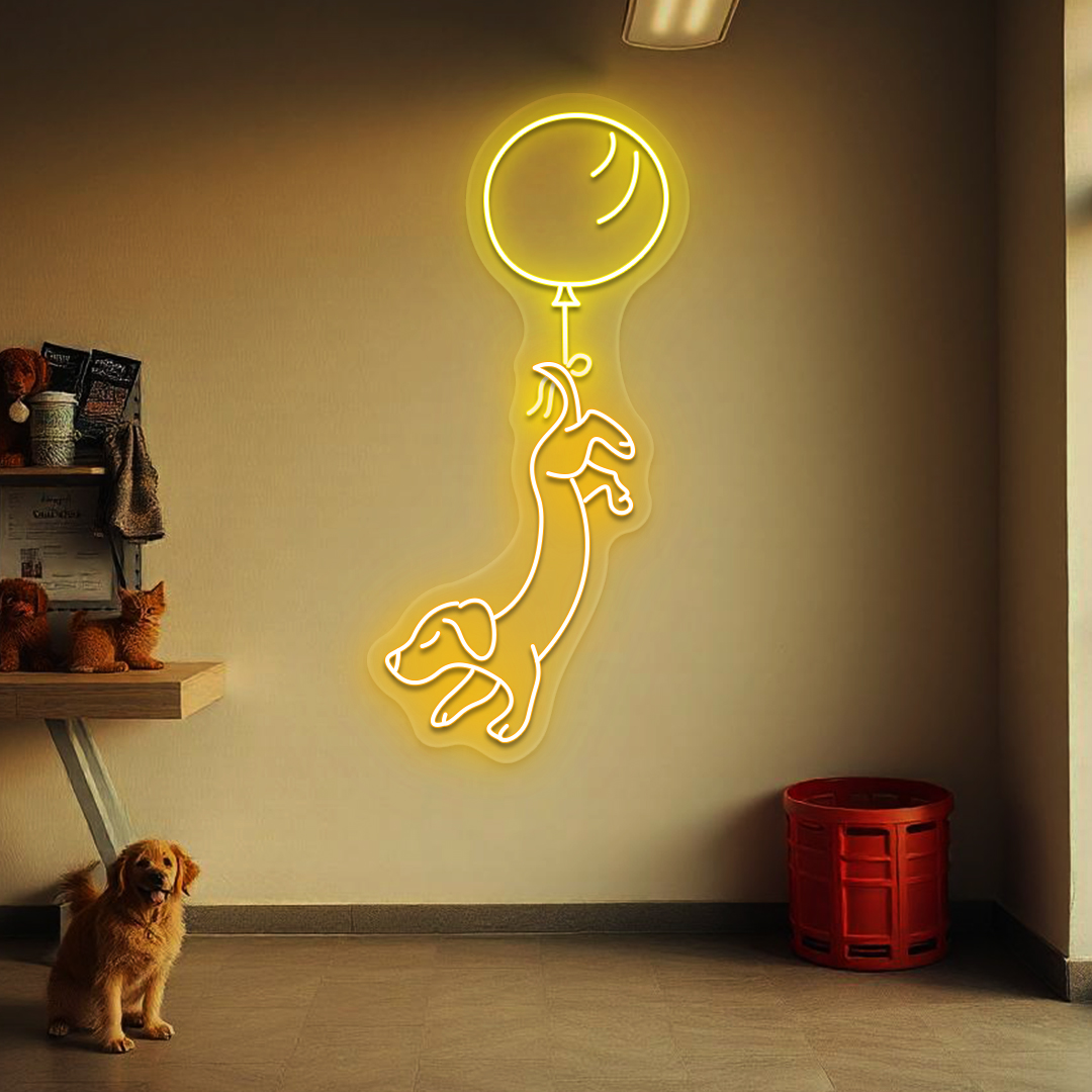 Balloon Pup Neon Sign | Yellow