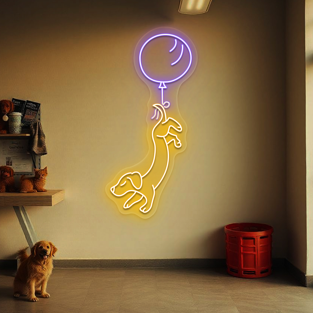 Balloon Pup Neon Sign | Purple