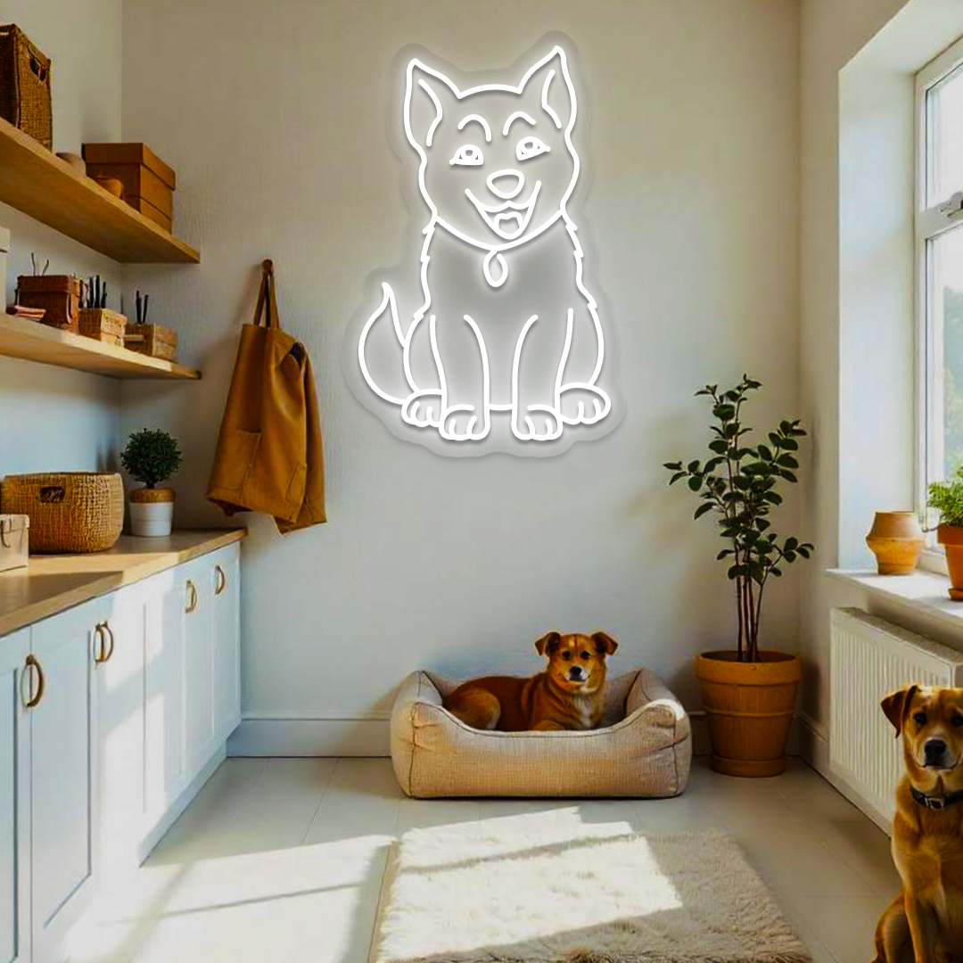 Doggo Bell Neon Sign | White