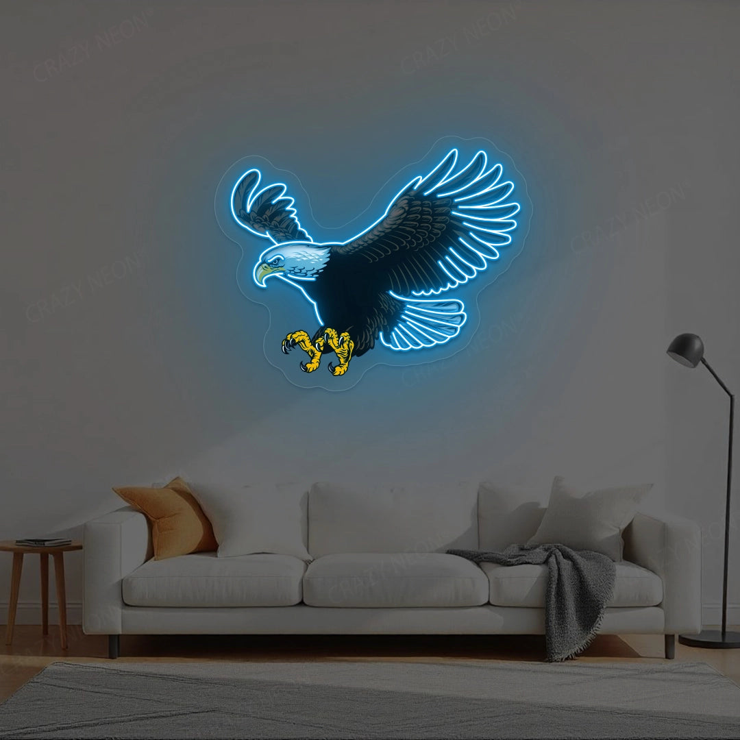 Eagle Neon Sign Artwork | ice Blue