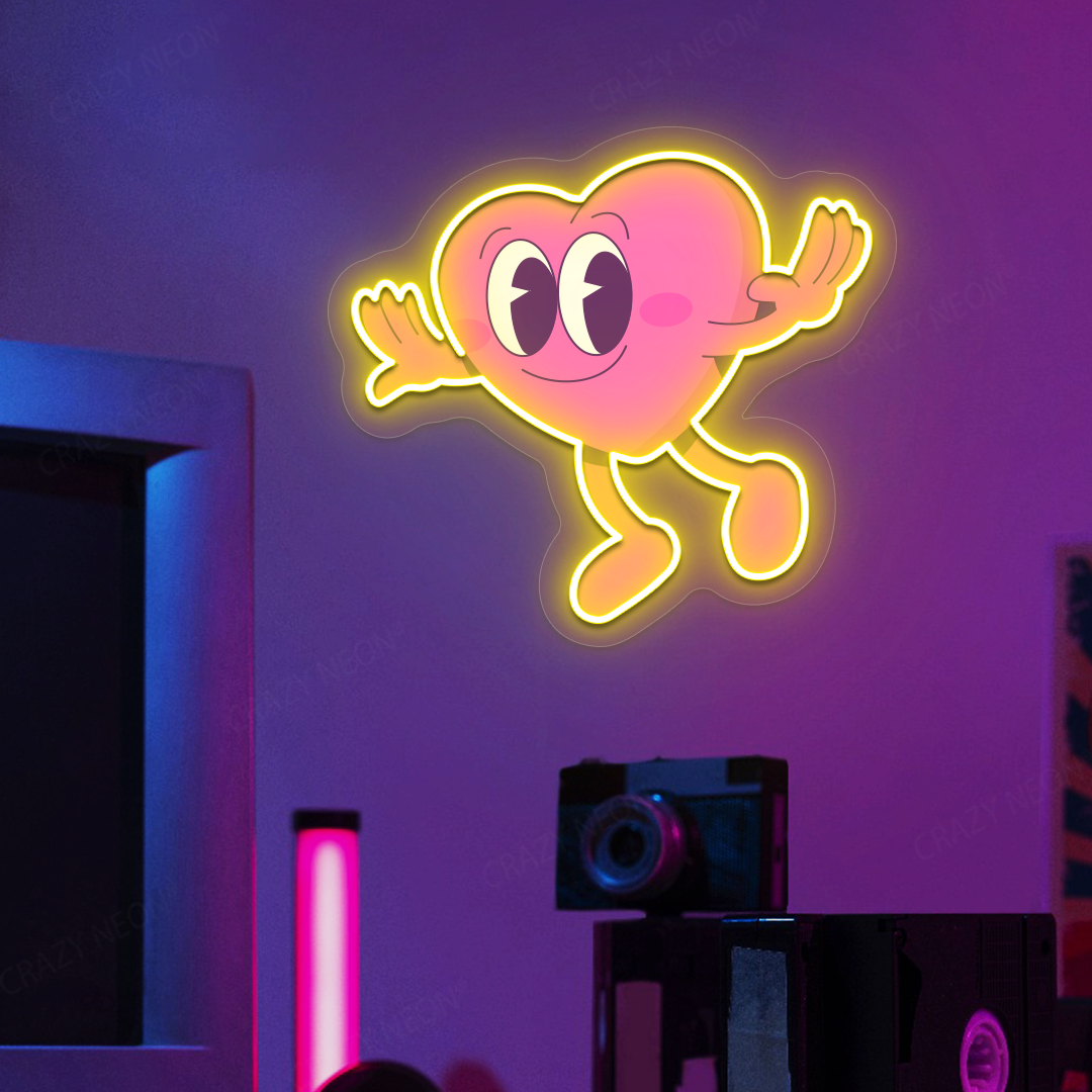 Heart Buddy Neon Artwork | Yellow