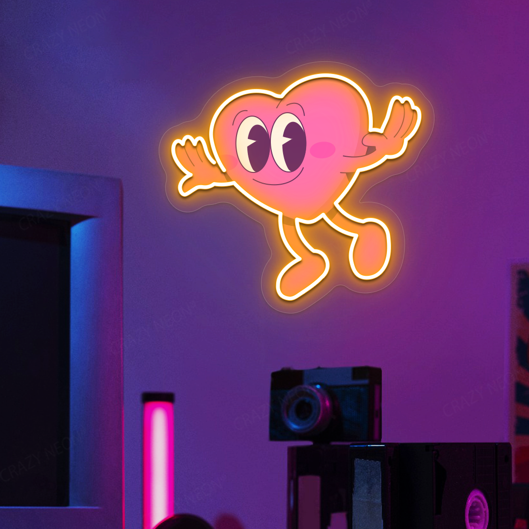 Heart Buddy Neon Artwork | Orange