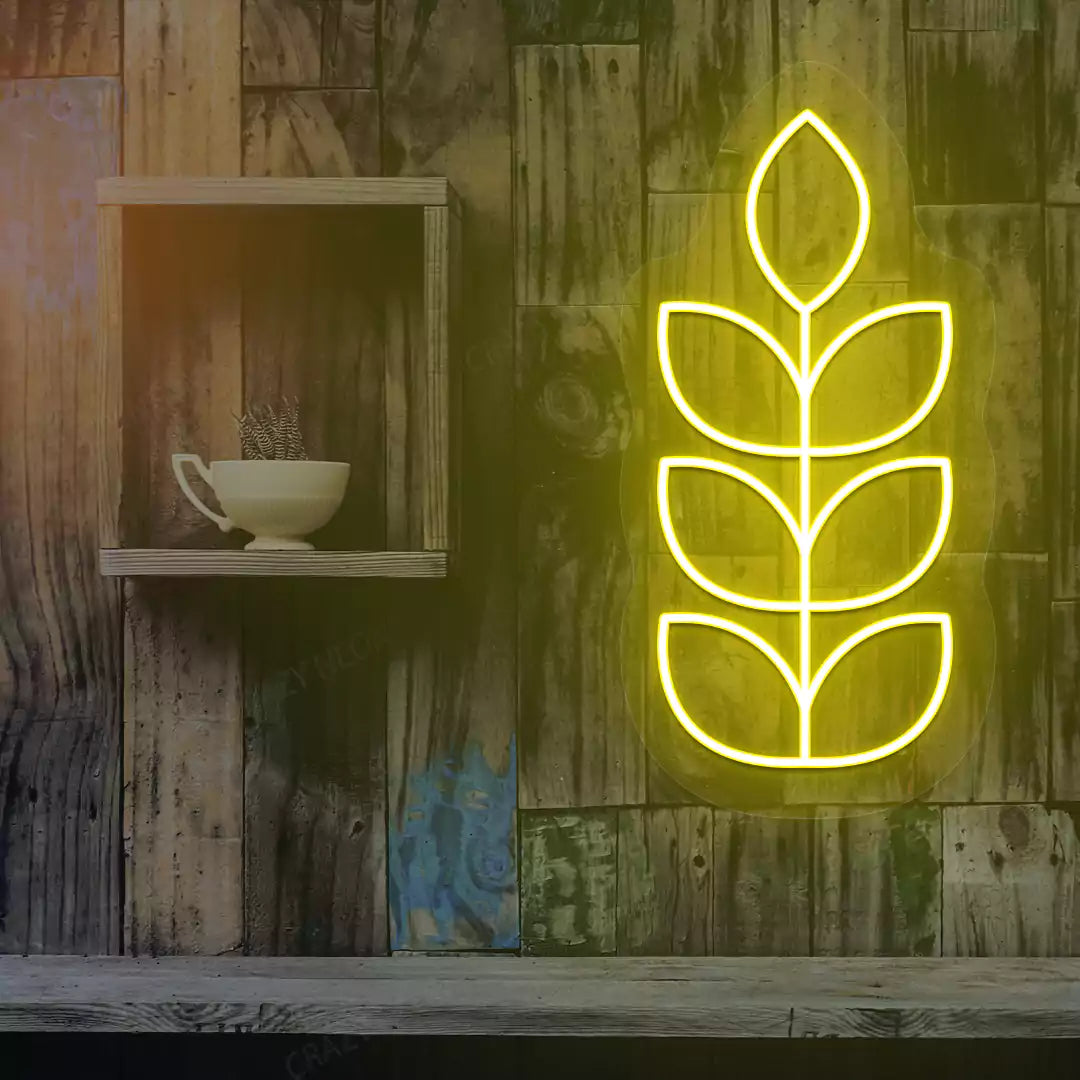 Wheat stalk neon sign in yellow
