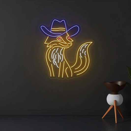 Cowboy Fox Neon Sign | Yellow
