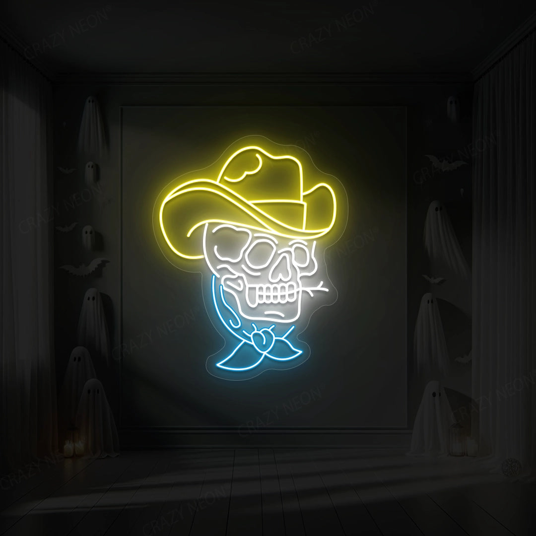 Skull Cowboy Neon Sign | Yellow