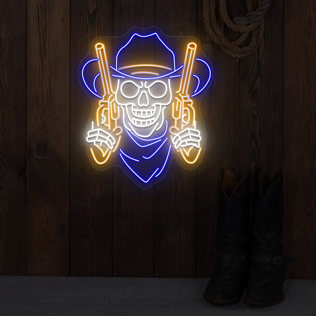Deadshot Skeleton Cowboy Neon Sign | orange