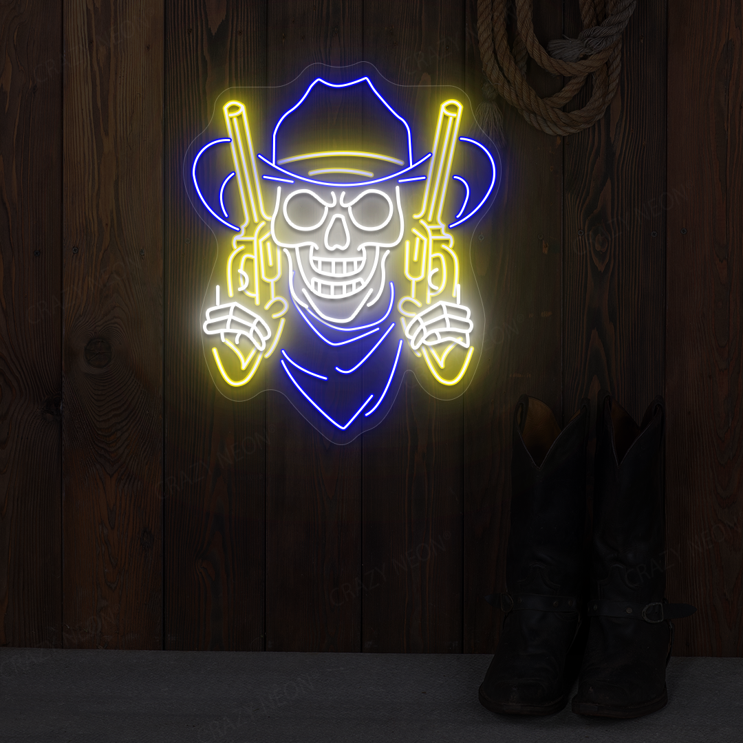 Deadshot Skeleton Cowboy Neon Sign | Yellow