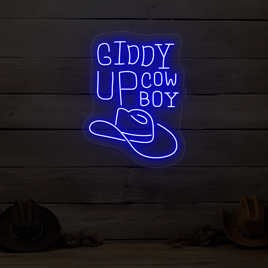 Giddy Up Cowboy Neon Sign | Blue