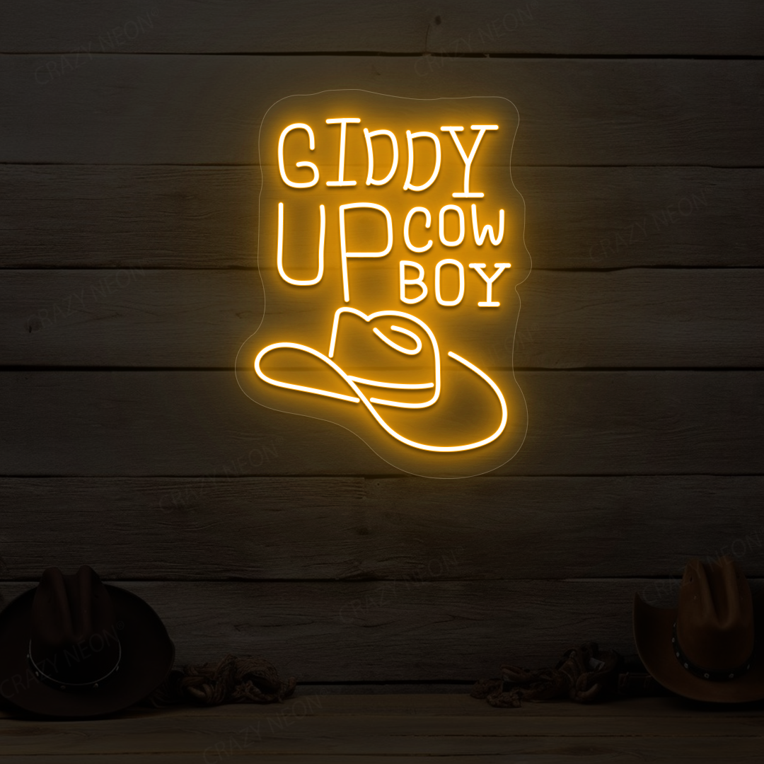 Giddy Up Cowboy Neon Sign | Orange