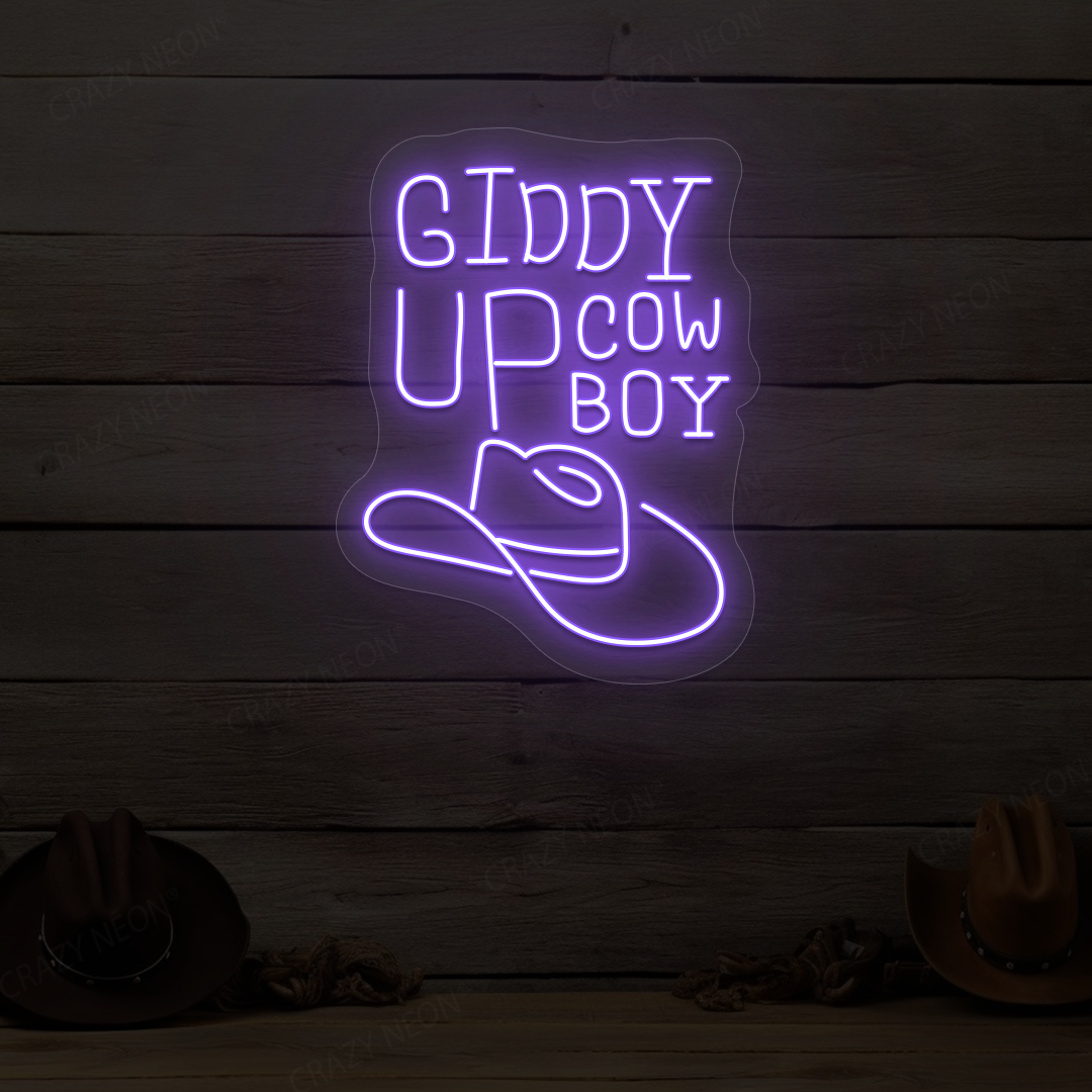 Giddy Up Cowboy Neon Sign | Purple