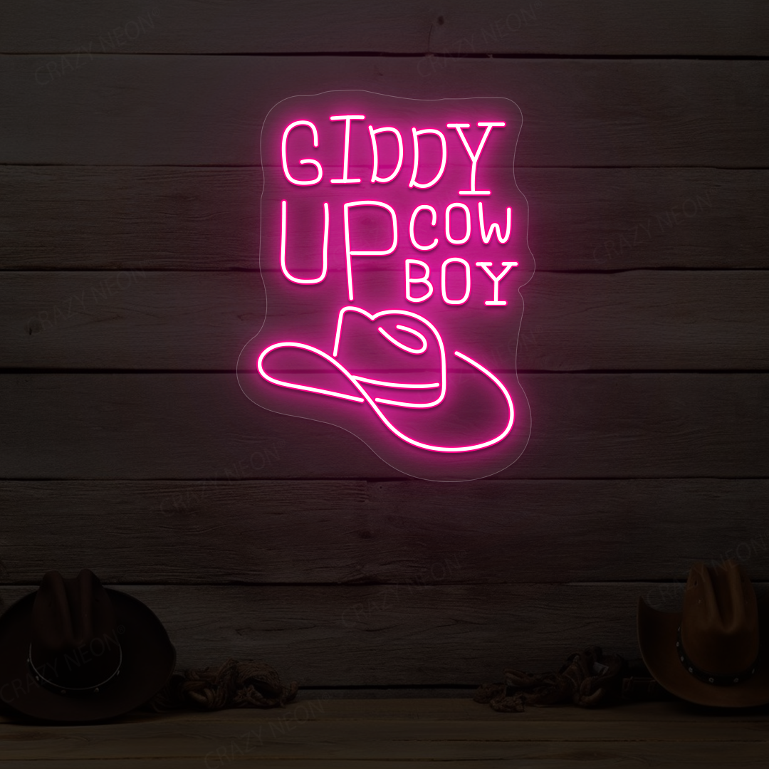 Giddy Up Cowboy Neon Sign | Pink
