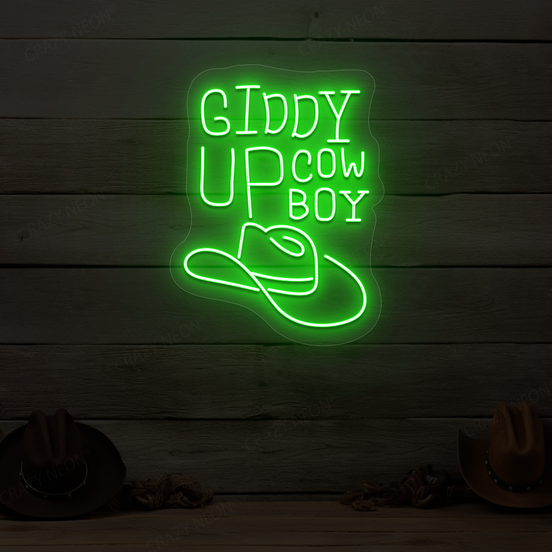 Giddy Up Cowboy Neon Sign | Green