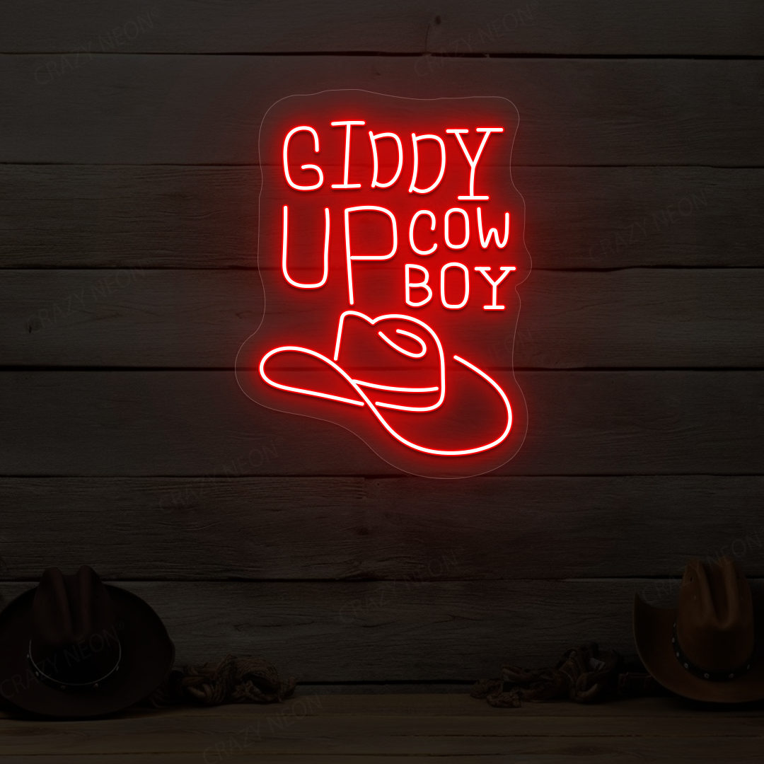 Giddy Up Cowboy Neon Sign | Red